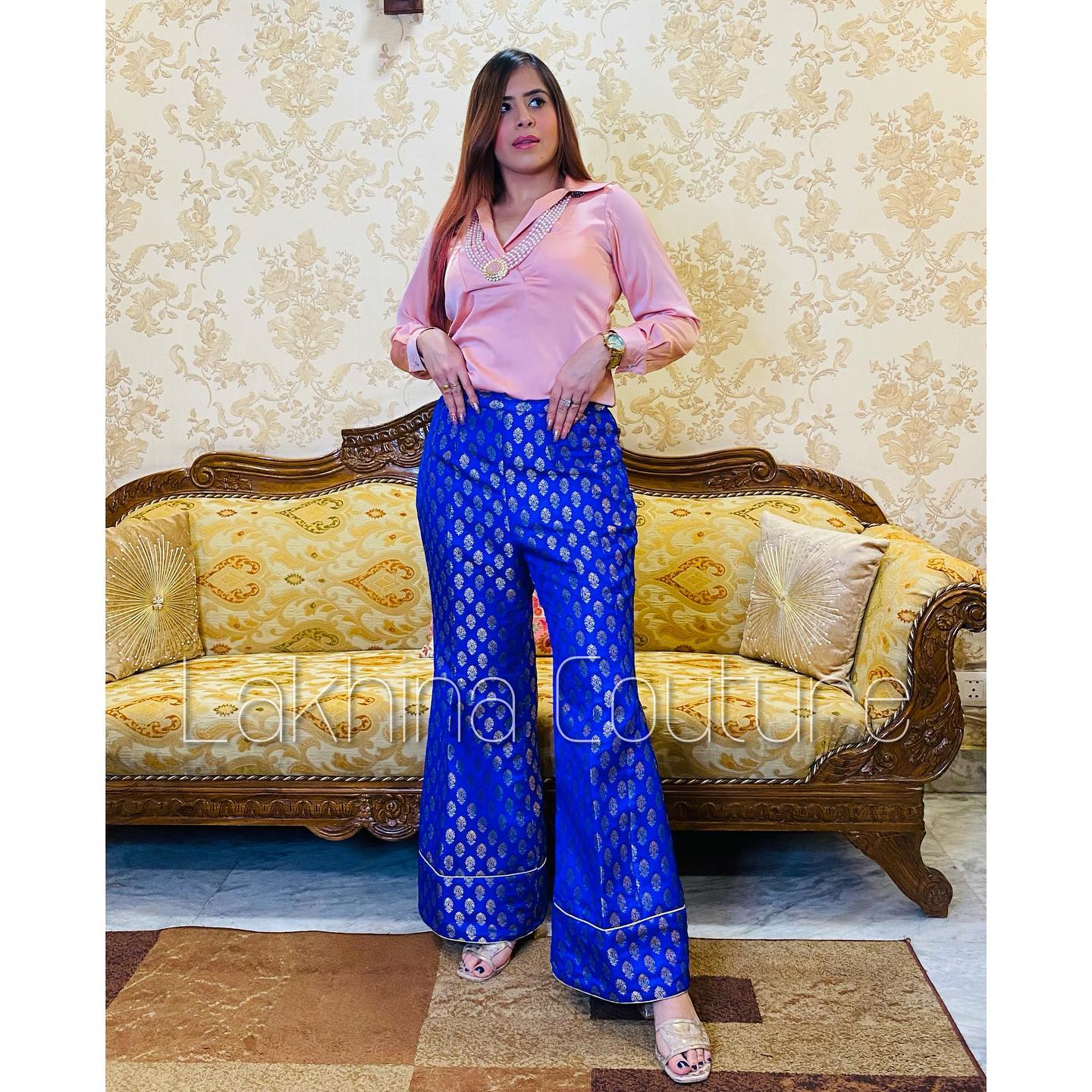 Pink Italian Satin A-Line Shirt Top for Women
