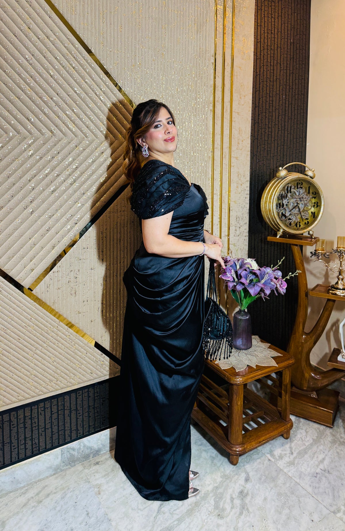 Black Birthday Drape Gown