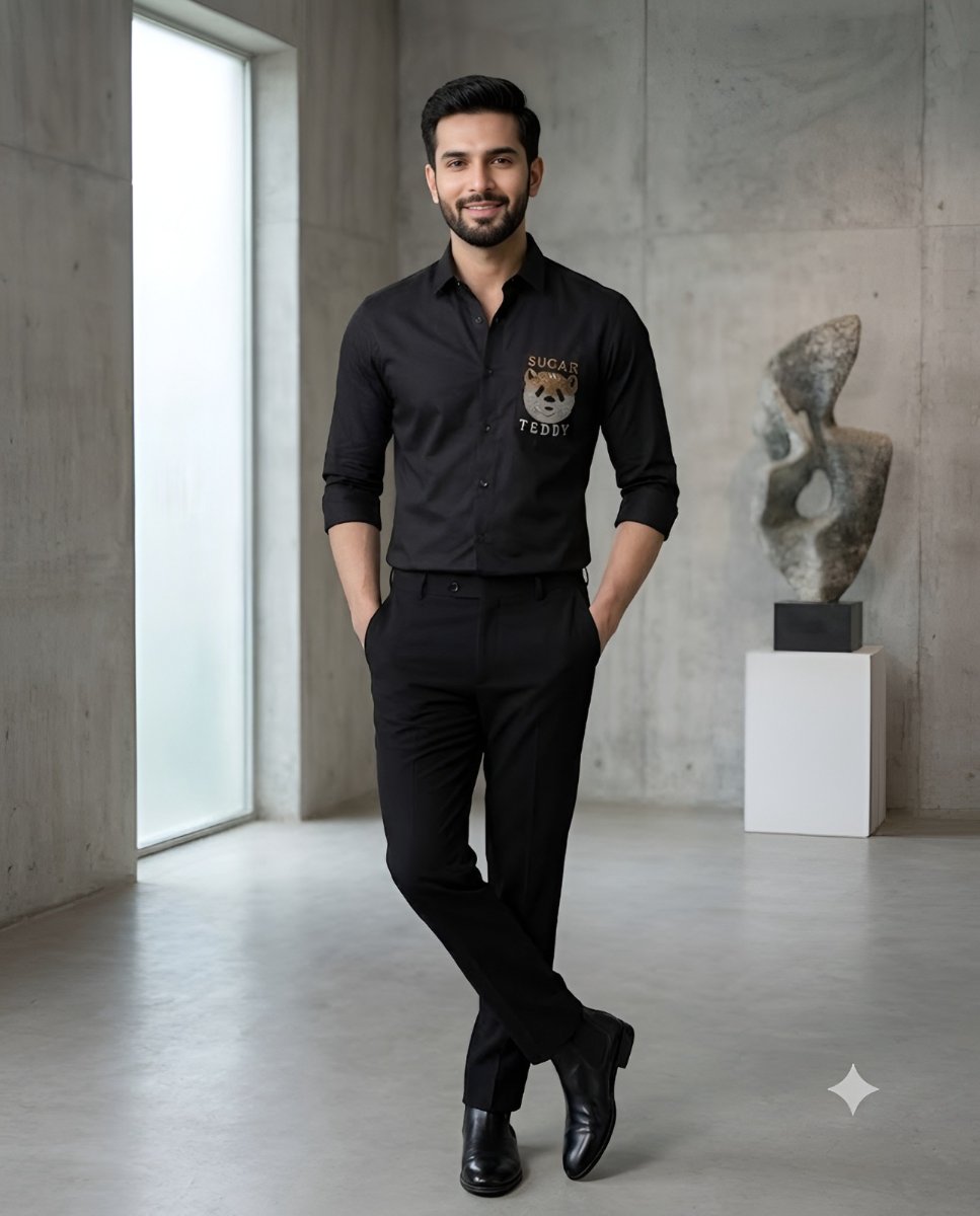 Midnight Teddy Embroidered Shirt