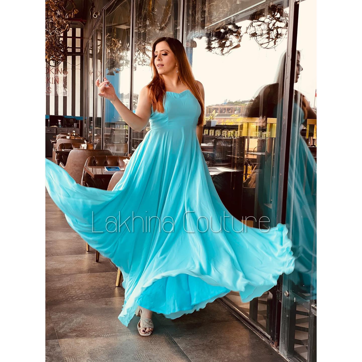 Sky Blue Flared Gown