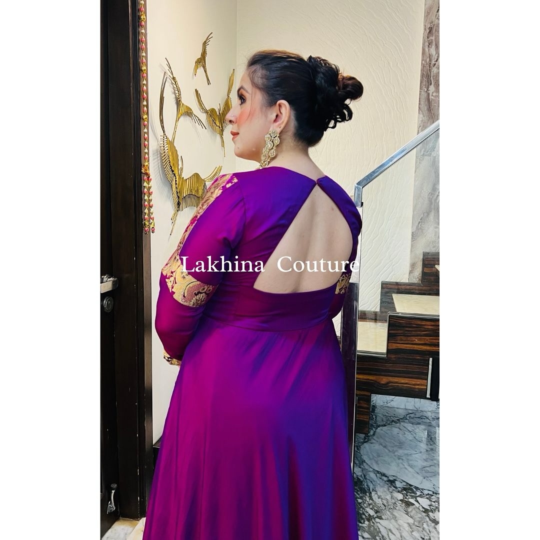 Violet Winter Gown (with Potli Bag) Lakhina Couture Violet Winter Gown (with Potli Bag) Lakhina Couture