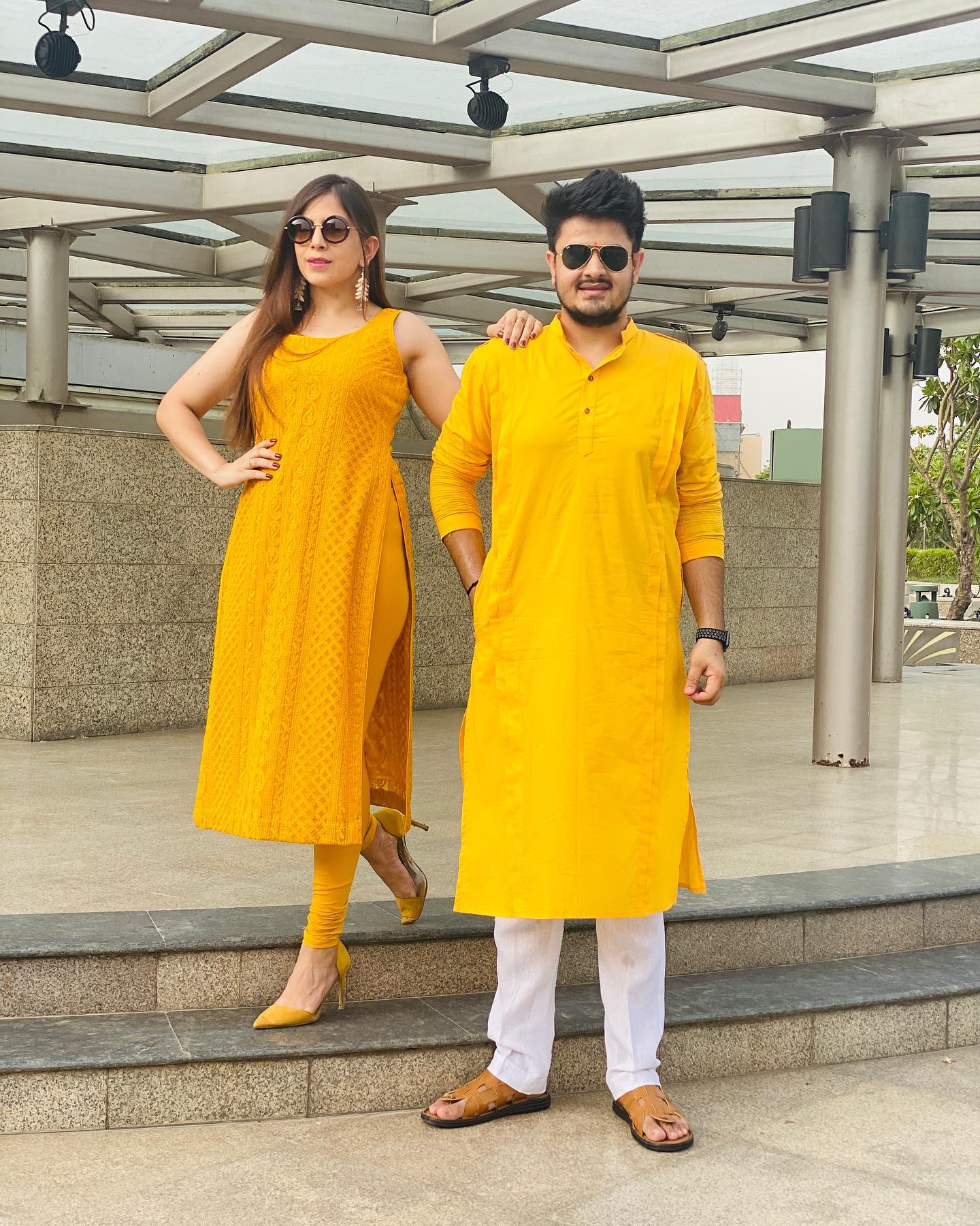 Menswear Sunshine Yellow Pathani Kurta with Pants