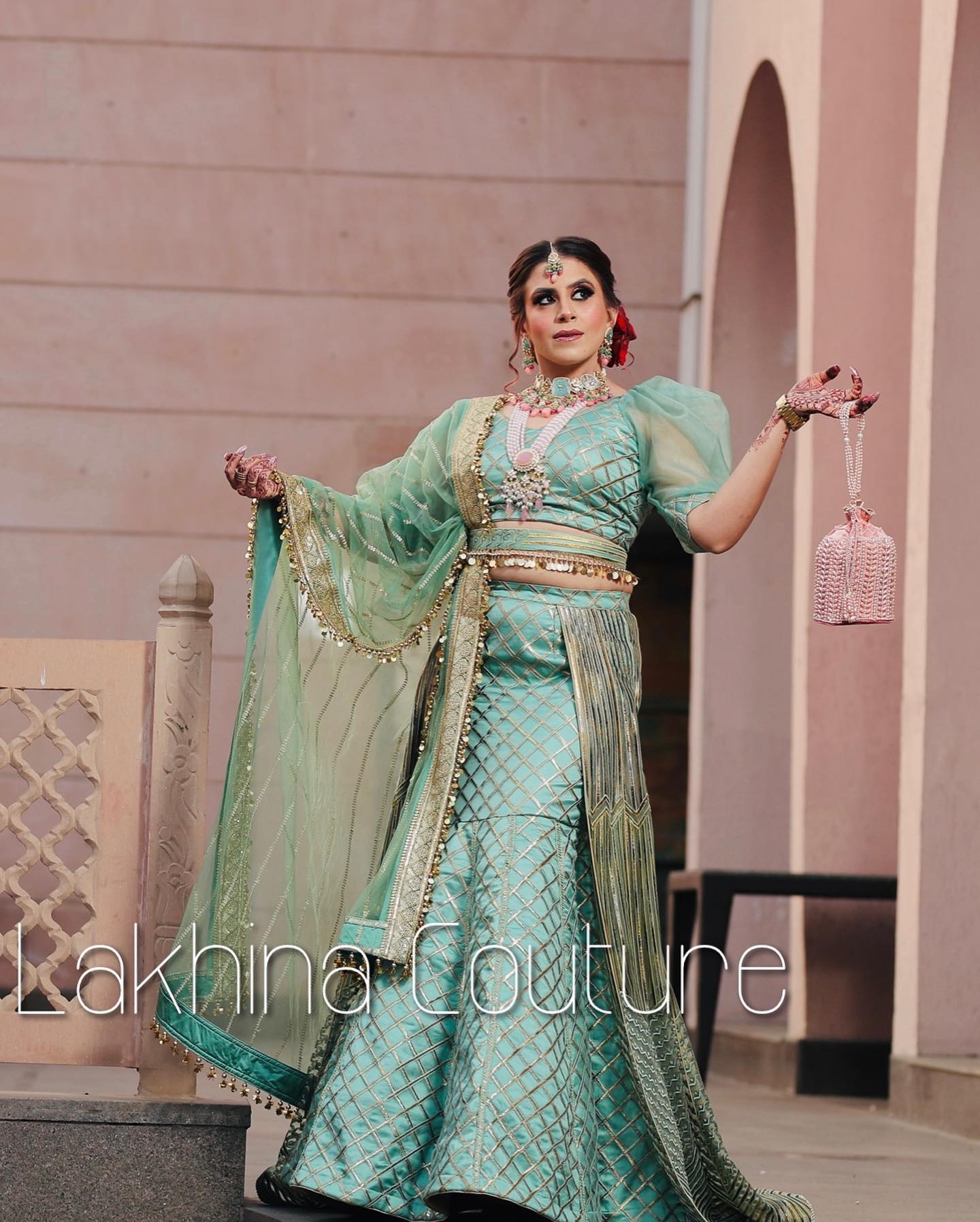 Sage Green Embroidered Lehenga