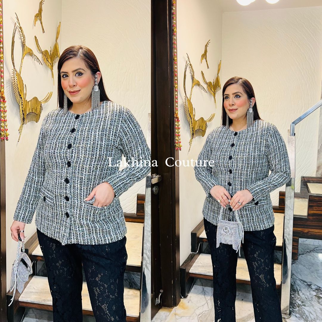 Blue Tweed + Chantilly Co-Ord