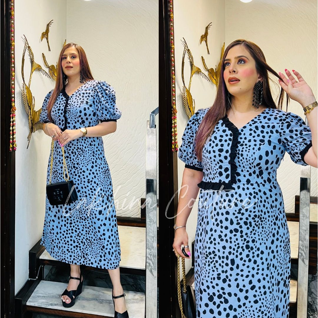 Ocean Blue Cotton Midi Dress