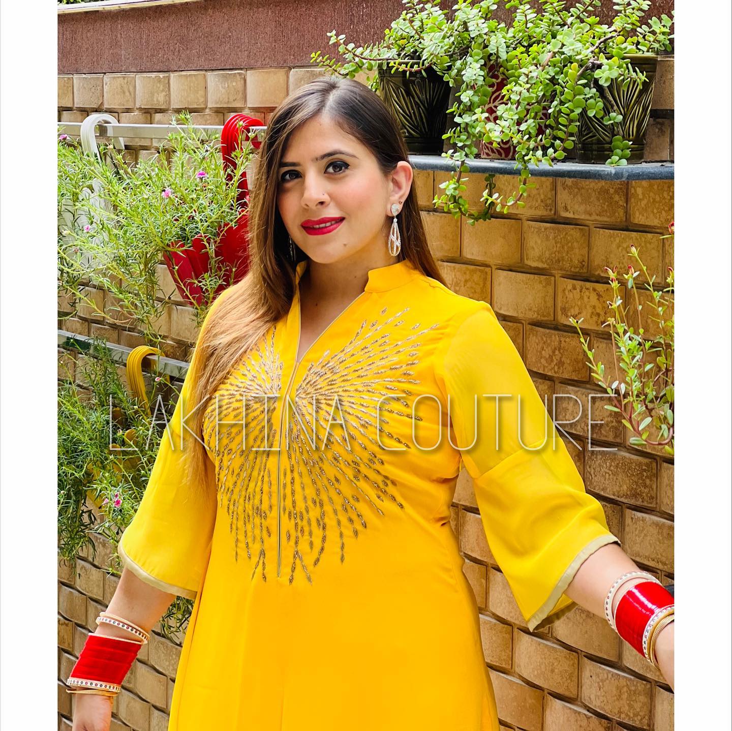 Yellow Embroidered Drape Suit