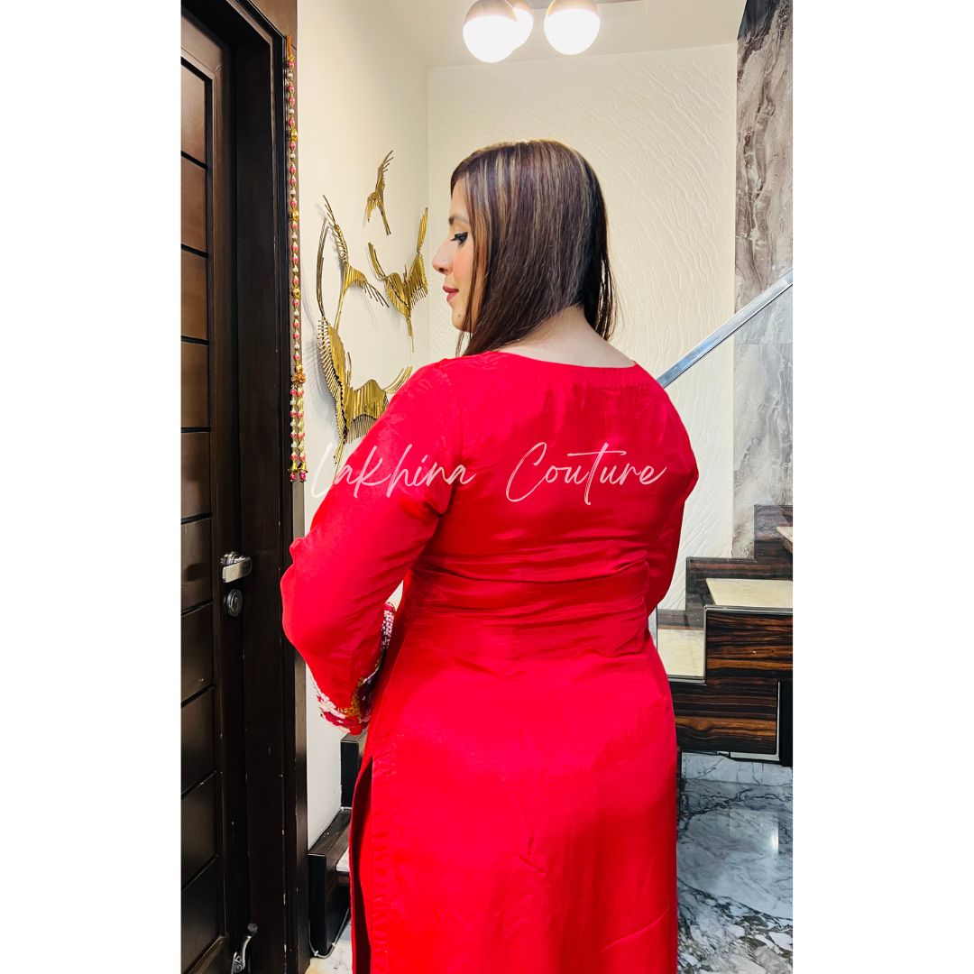 Coral Embroidered Suit