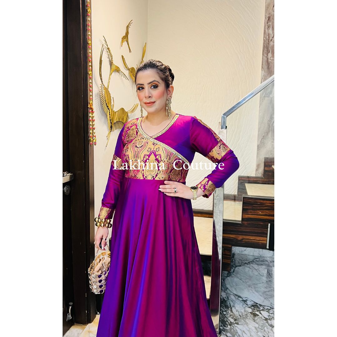 Violet Winter Gown (with Potli Bag)