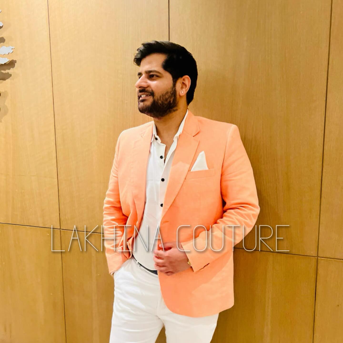 Menswear Peach Linen Blazer