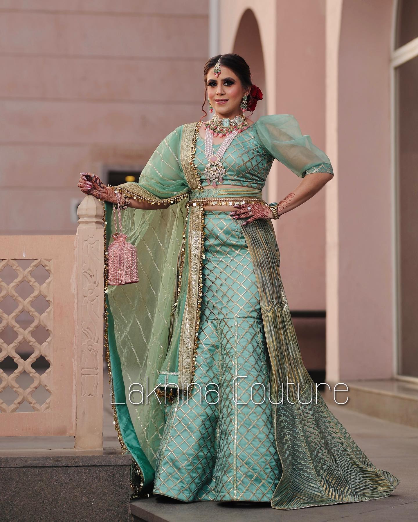 Sage Green Embroidered Lehenga
