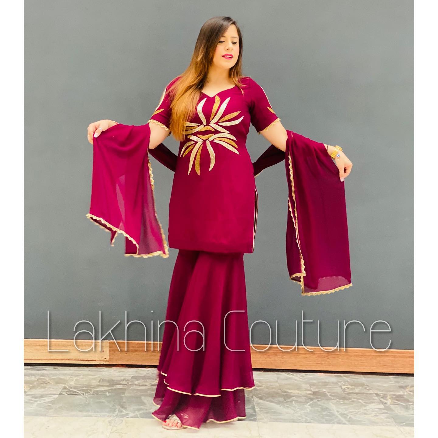 Wine Embroidered Suit