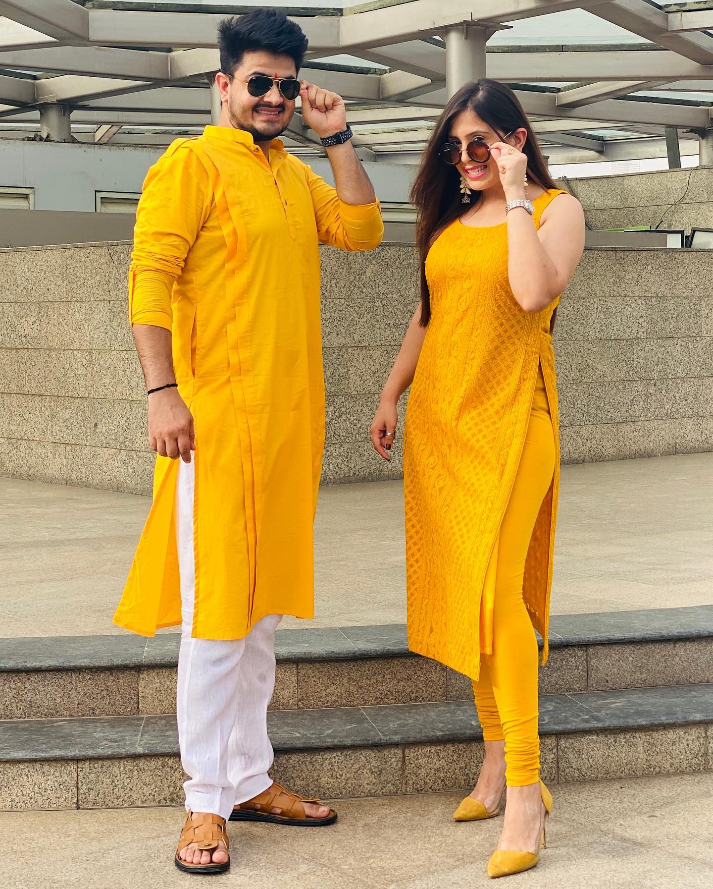 Menswear Sunshine Yellow Pathani Kurta with Pants