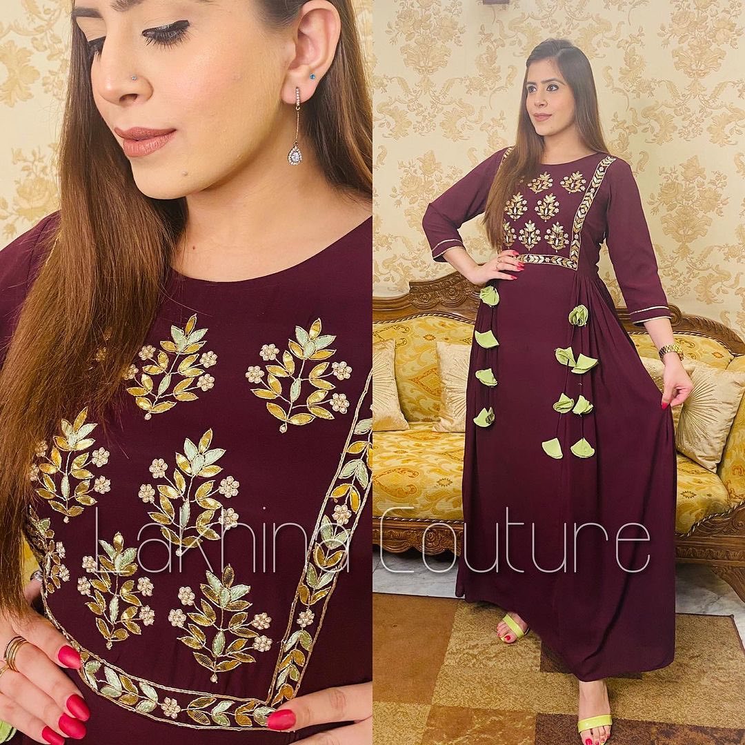 Wine Embroidered Maxi