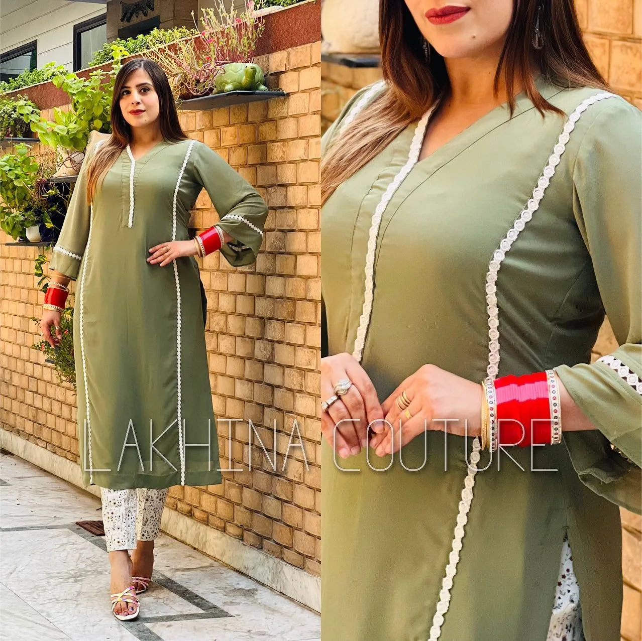 Olive Kurti with Pants