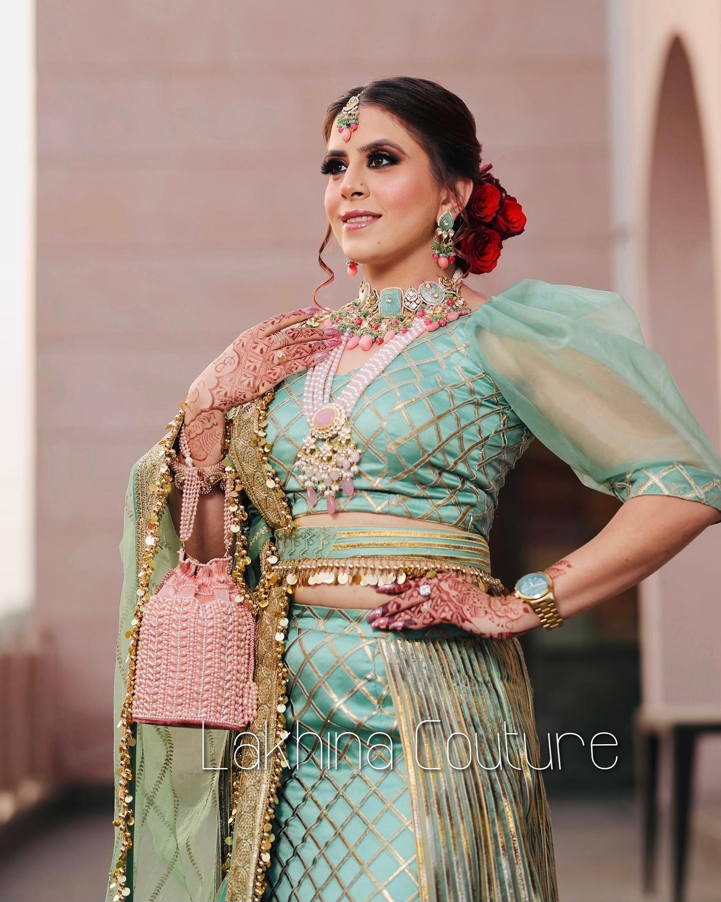 Sage Green Embroidered Lehenga