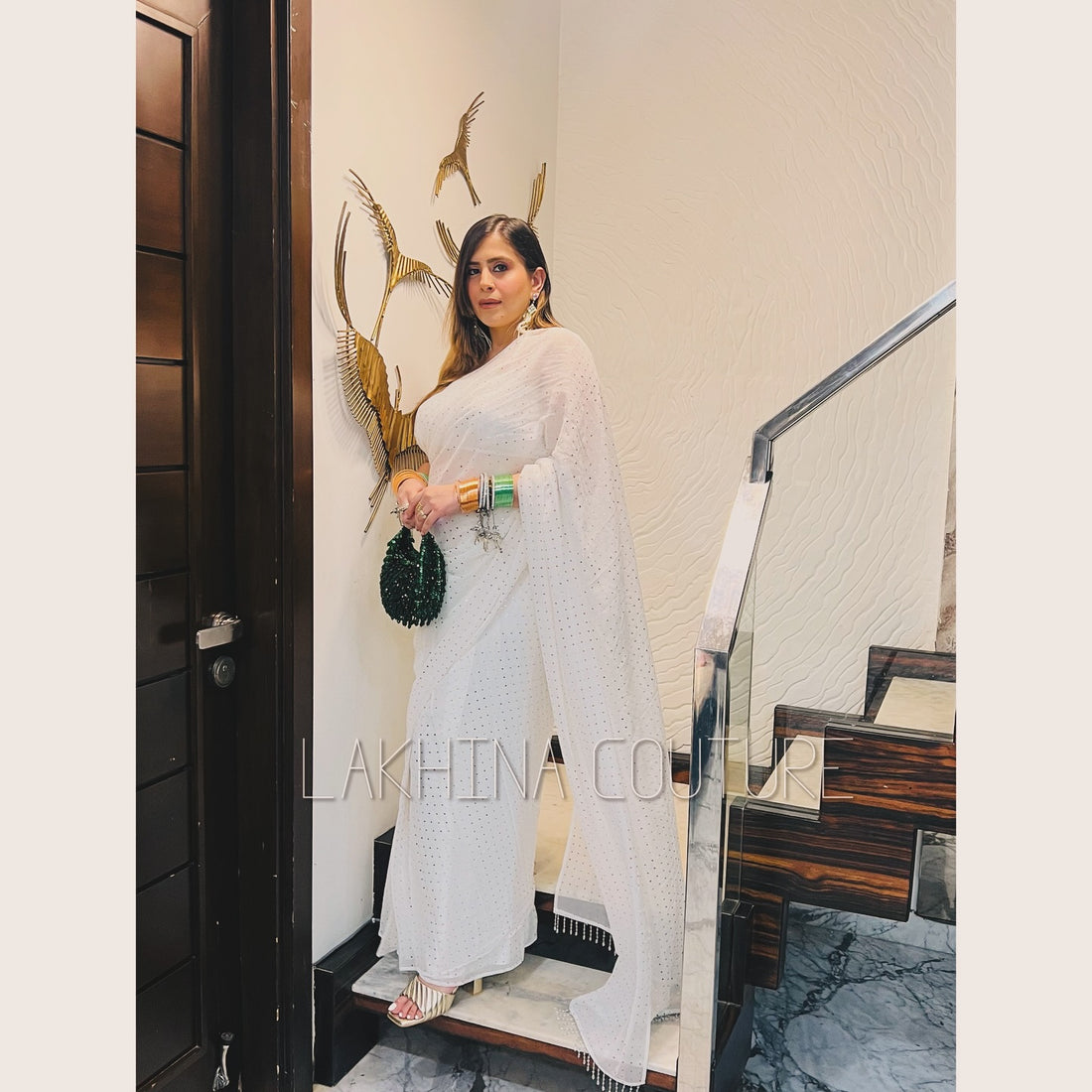 Chandni White Saree