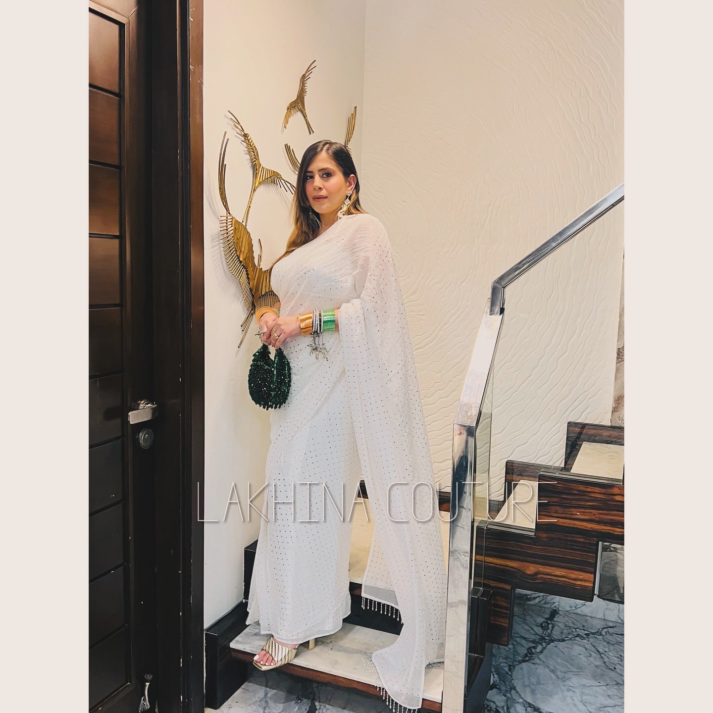 Chandni White Saree