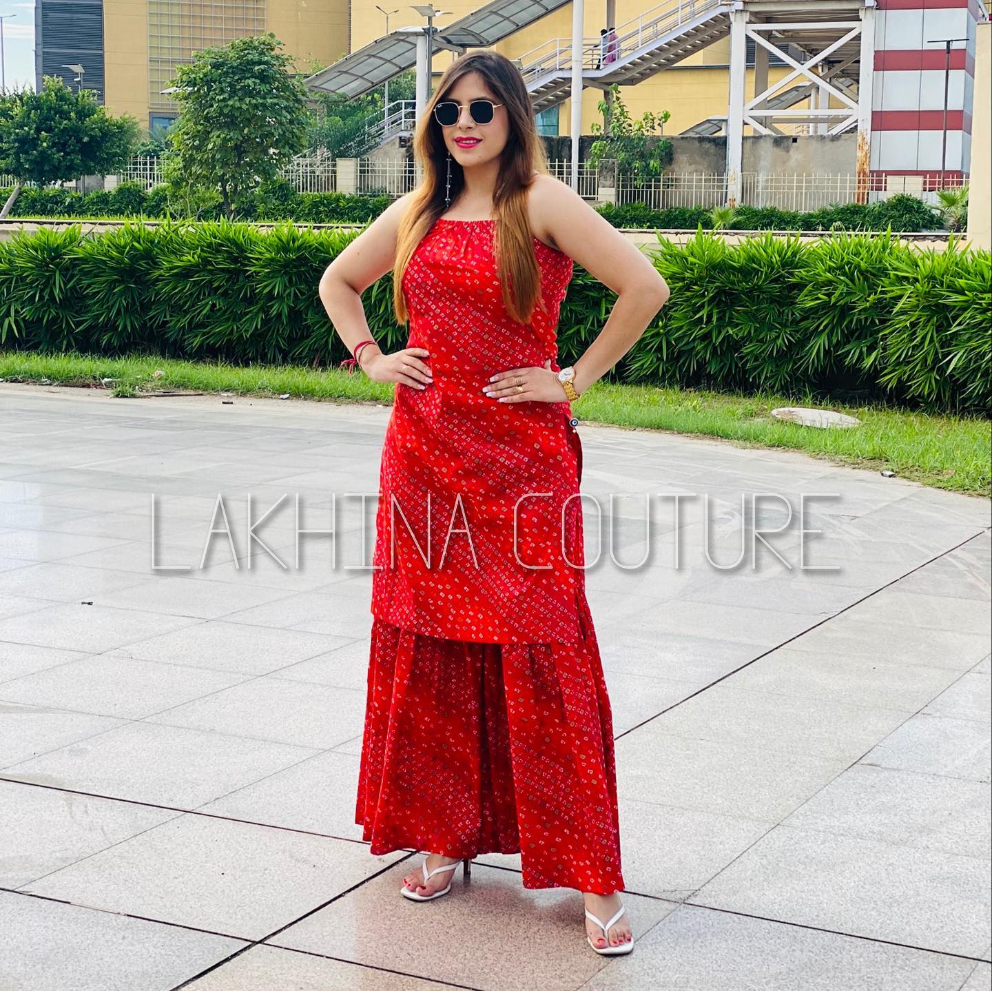 Red Bandhini Suit