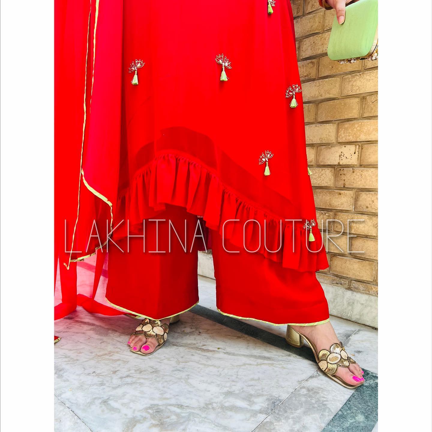 Red Hand Embroidered Suit