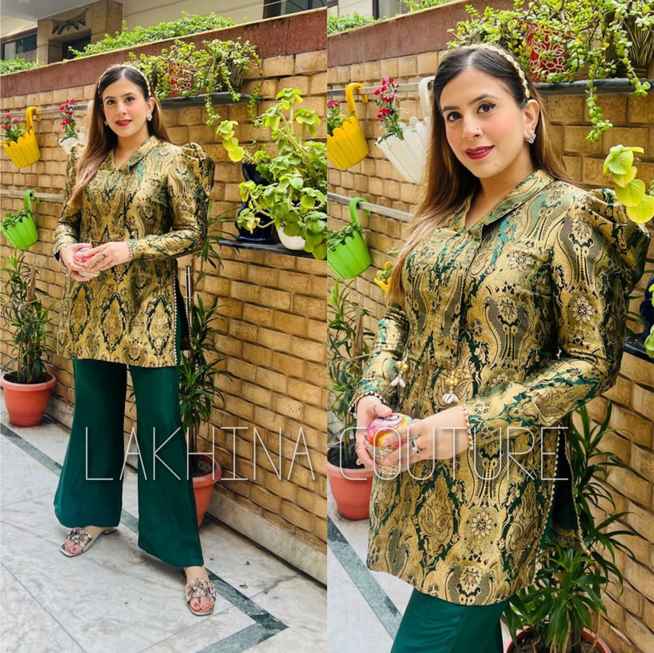 Bottle Green Silk Co-ord