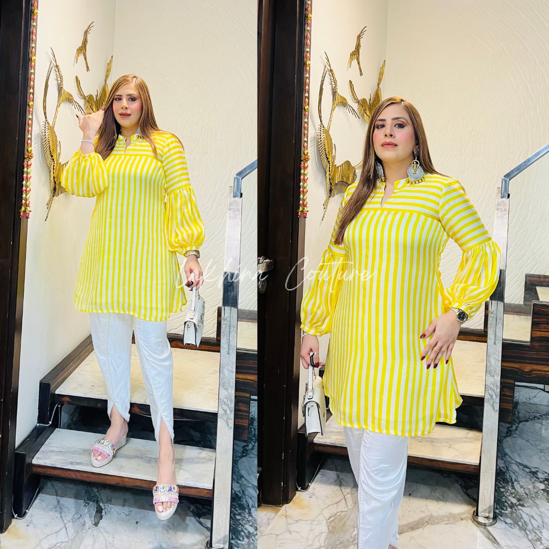 Yellow Stripes Dhoti Co-Ord