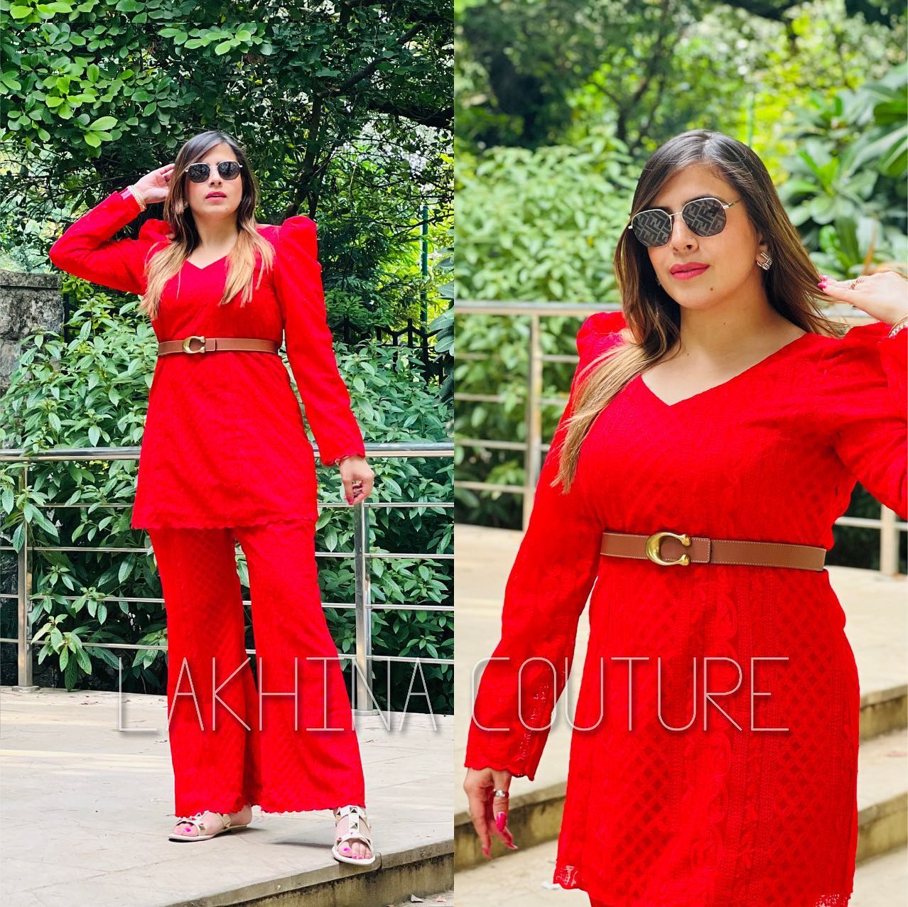 Red Chikankari Co-Ord Set