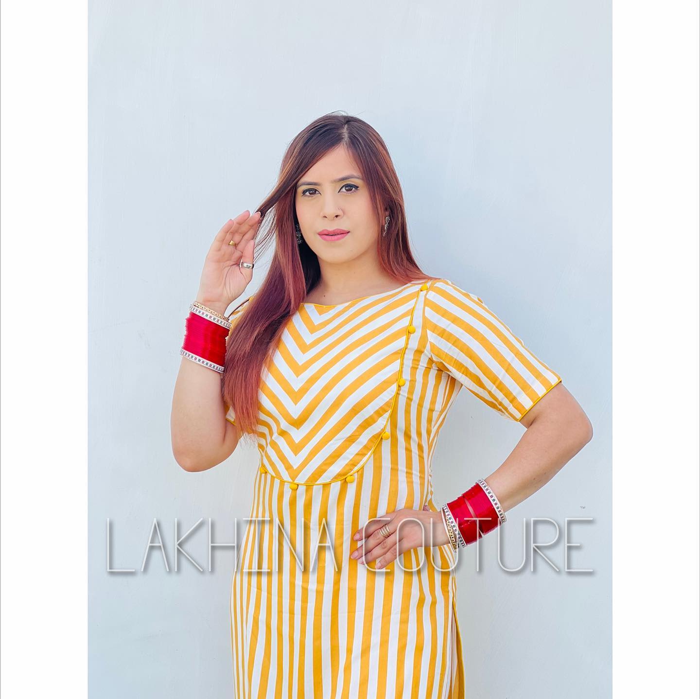 Yellow & White Stripes Kurti