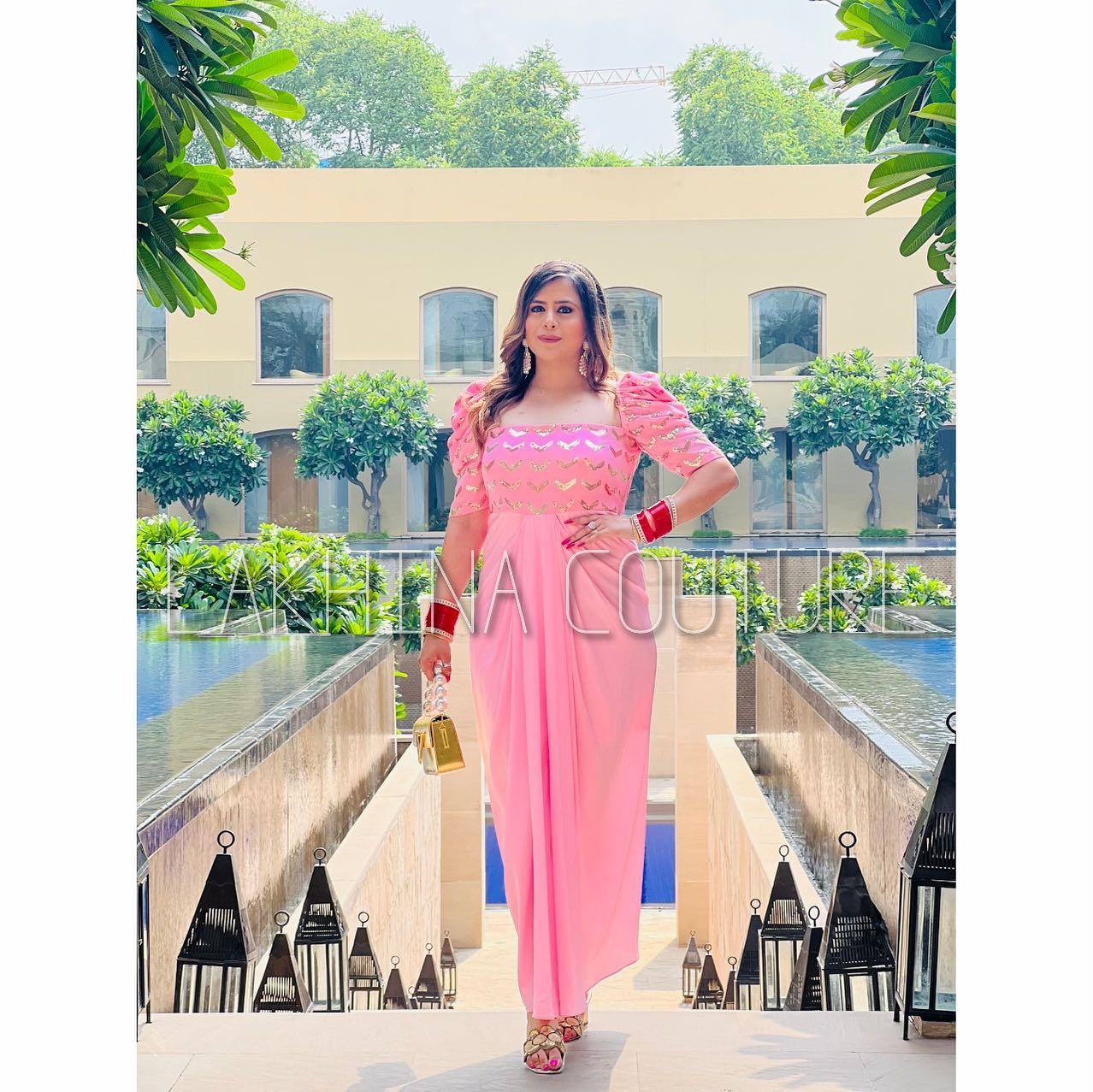 Baby Pink Karwachauth Drape