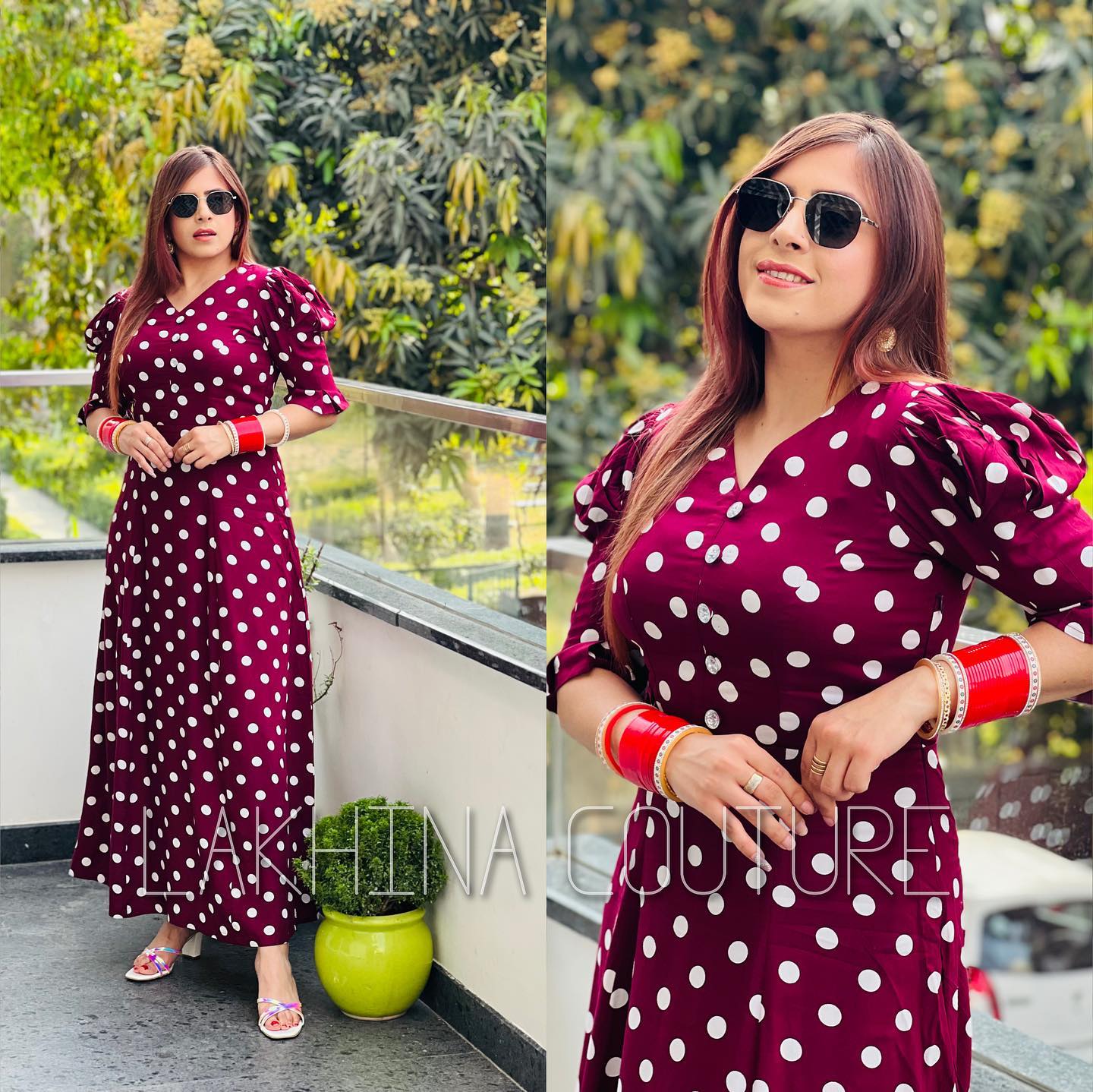Wine Polka Dot Maxi