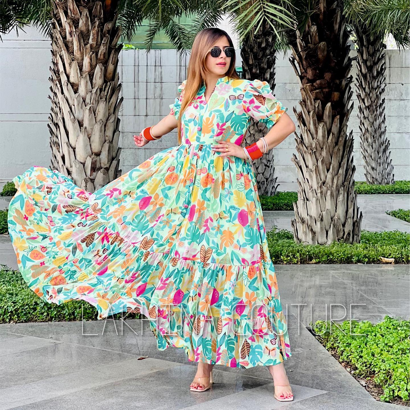 Mint Green Printed Maxi