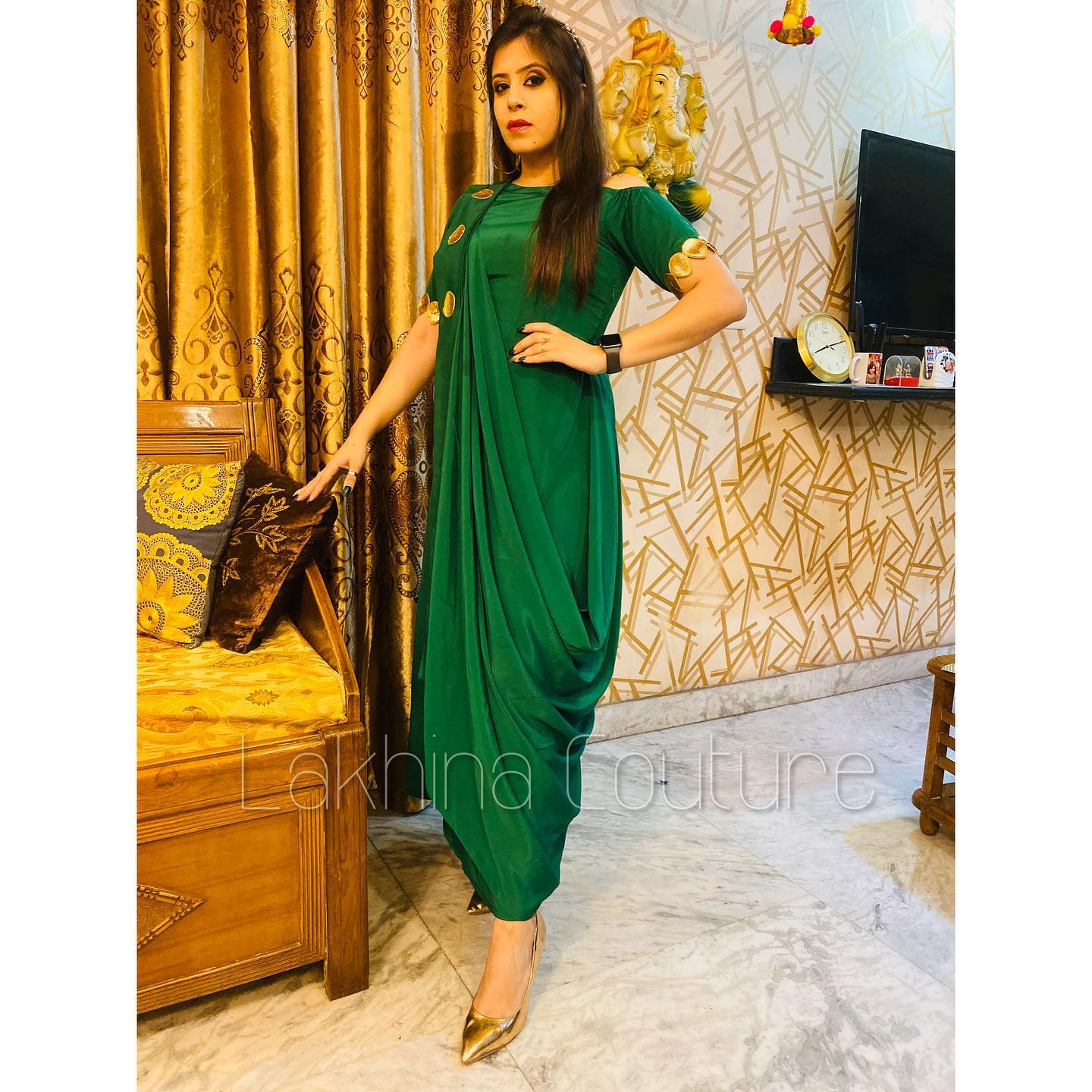 Bottle Green Diwali Drape