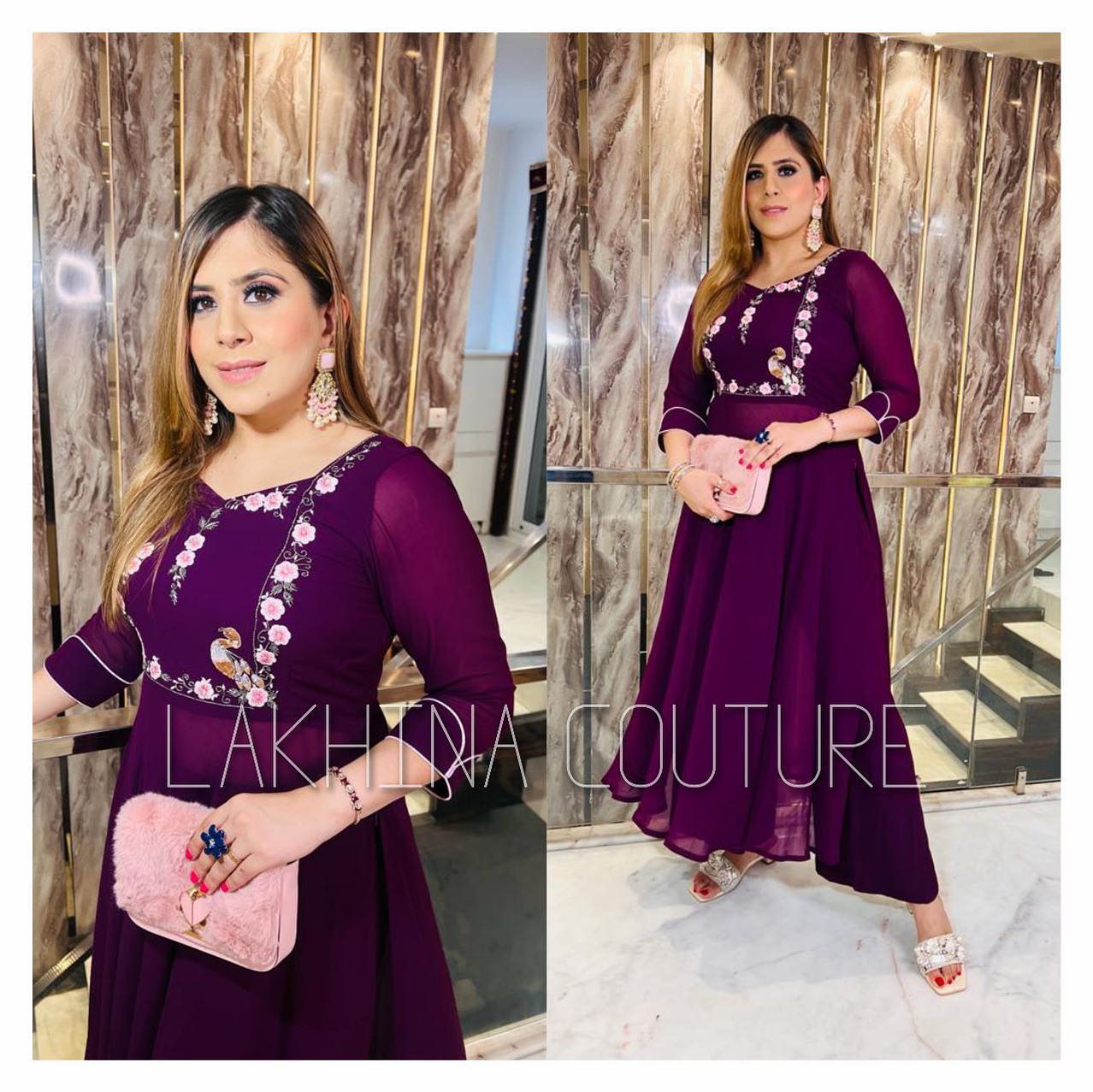 Wine Bird Embroidered Suit