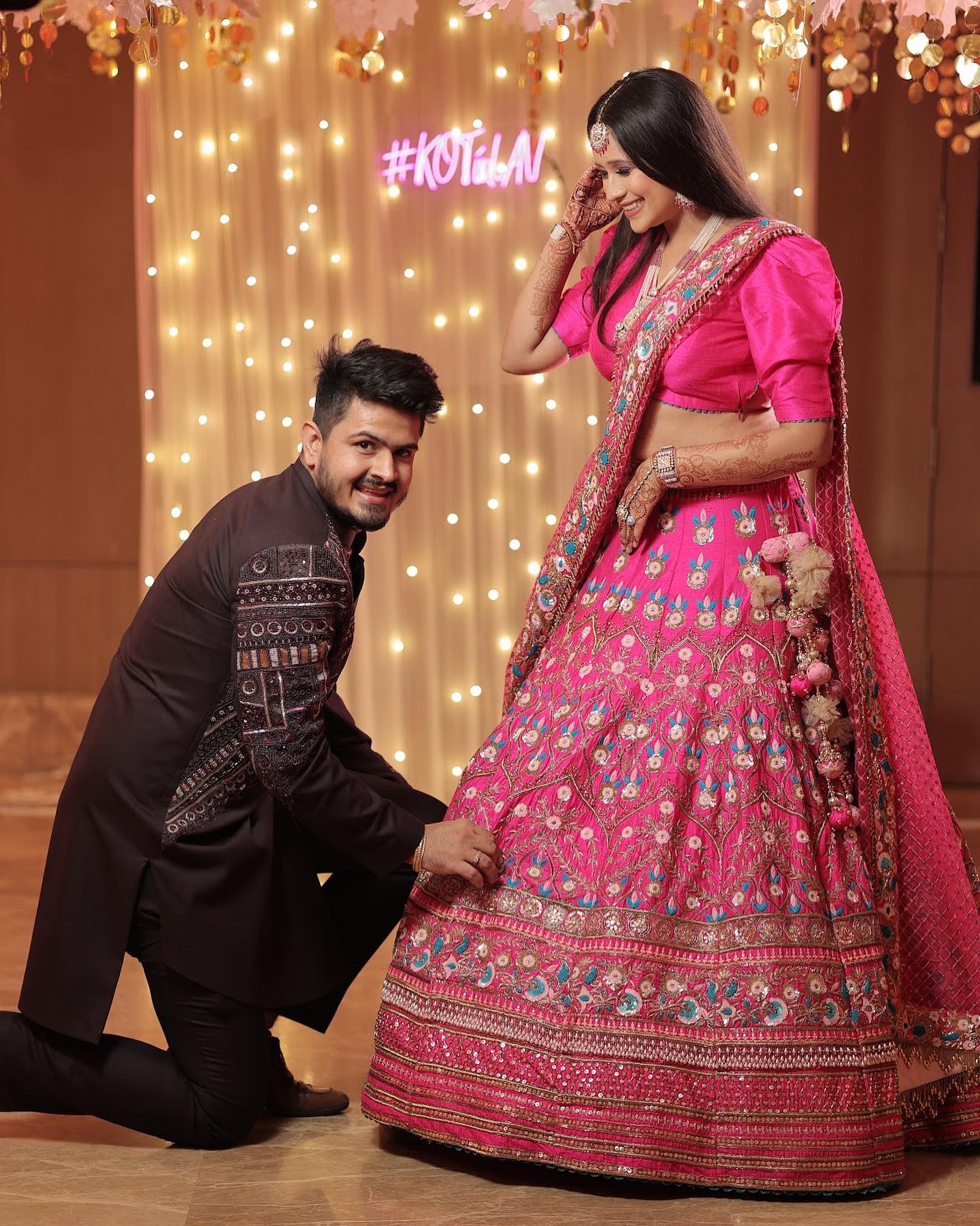 Hot Pink Embroidered Lehenga