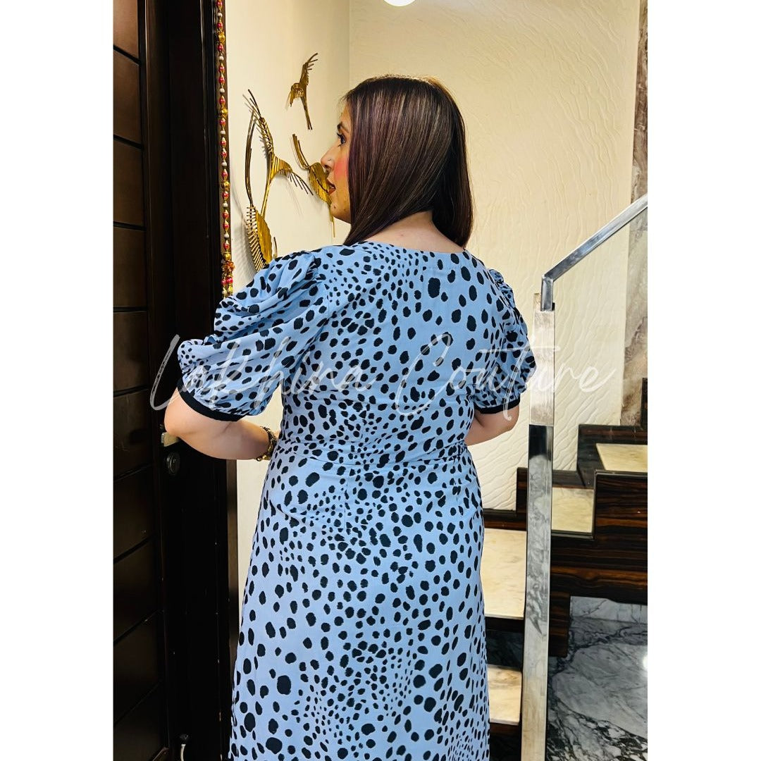 Ocean Blue Cotton Midi Dress
