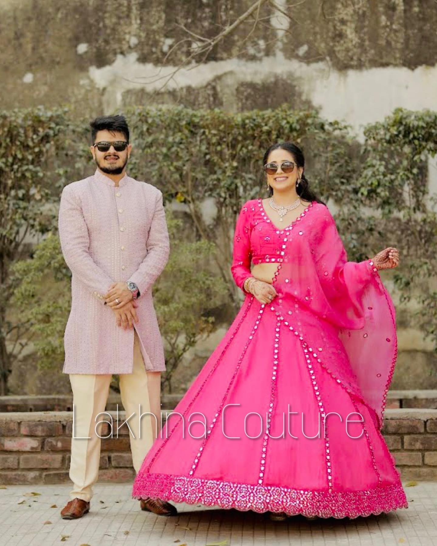 Pink Mirror Work Lehenga