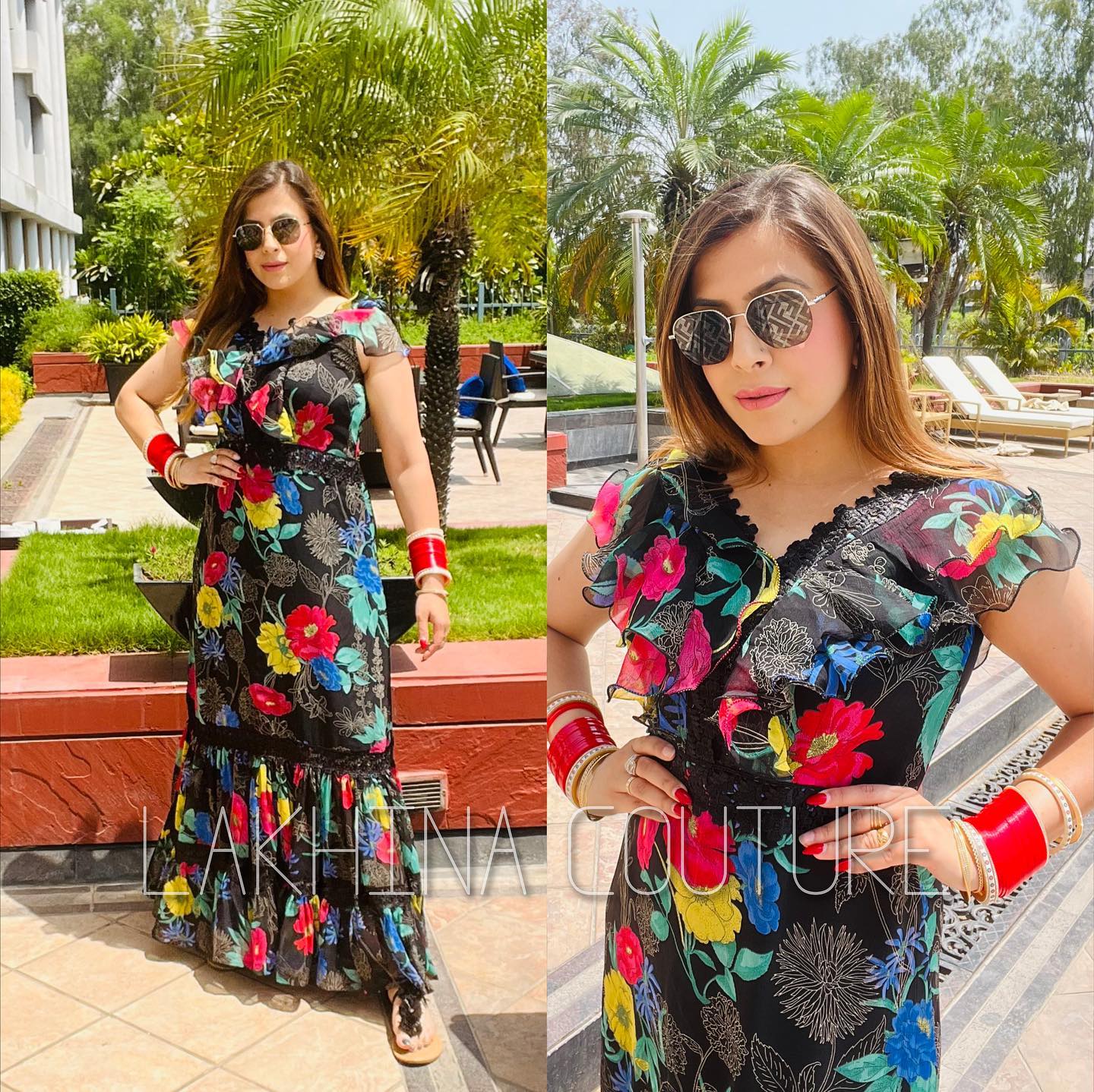 Black Lacy Floral Maxi