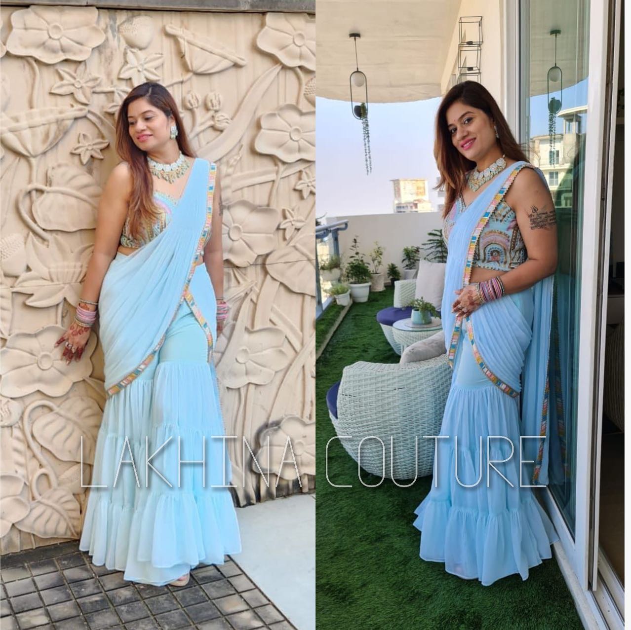 Sky Blue Garara Saree