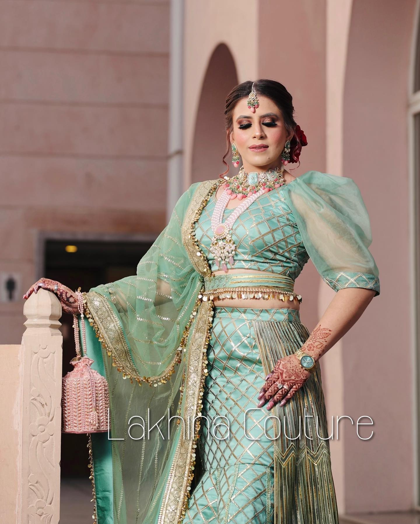 Sage Green Embroidered Lehenga