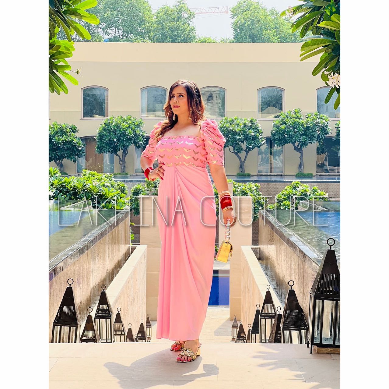 Baby Pink Karwachauth Drape