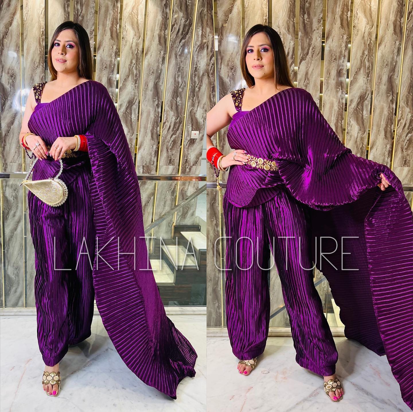 Purple Palazzo Saree