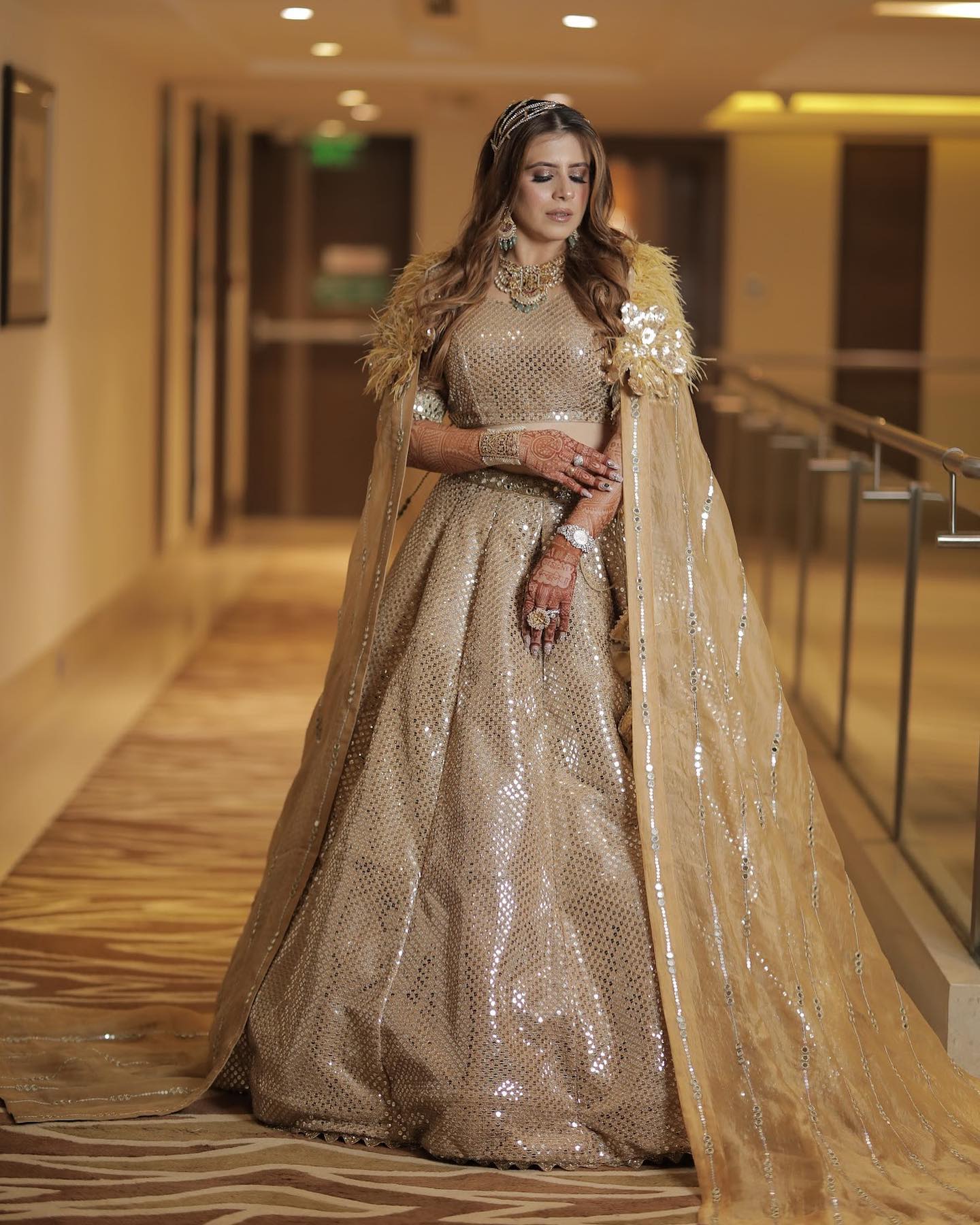 Golden Sequin Lehenga With Dupatta