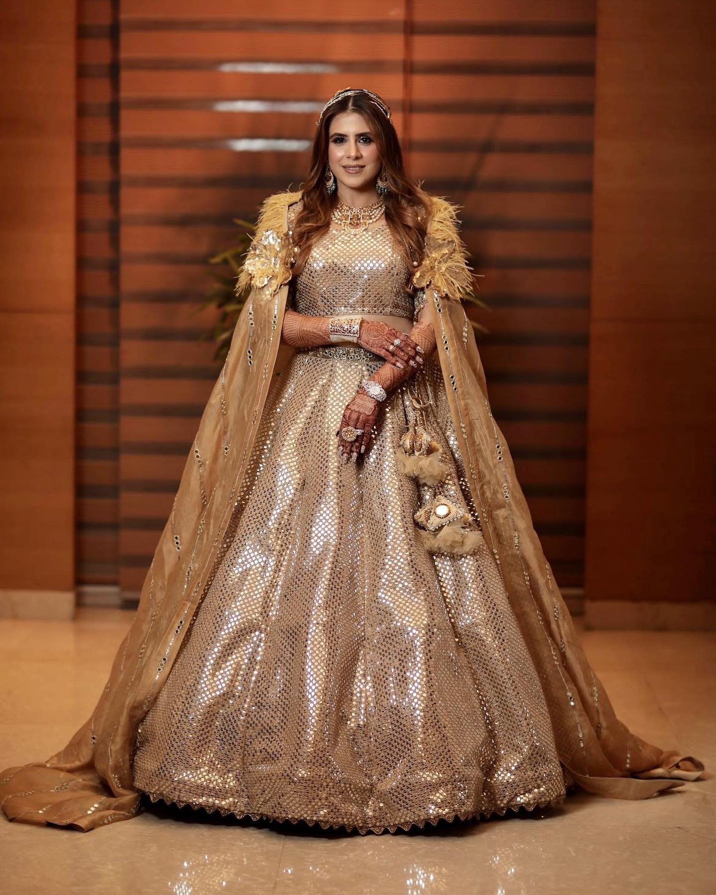 Golden Sequin Lehenga With Dupatta