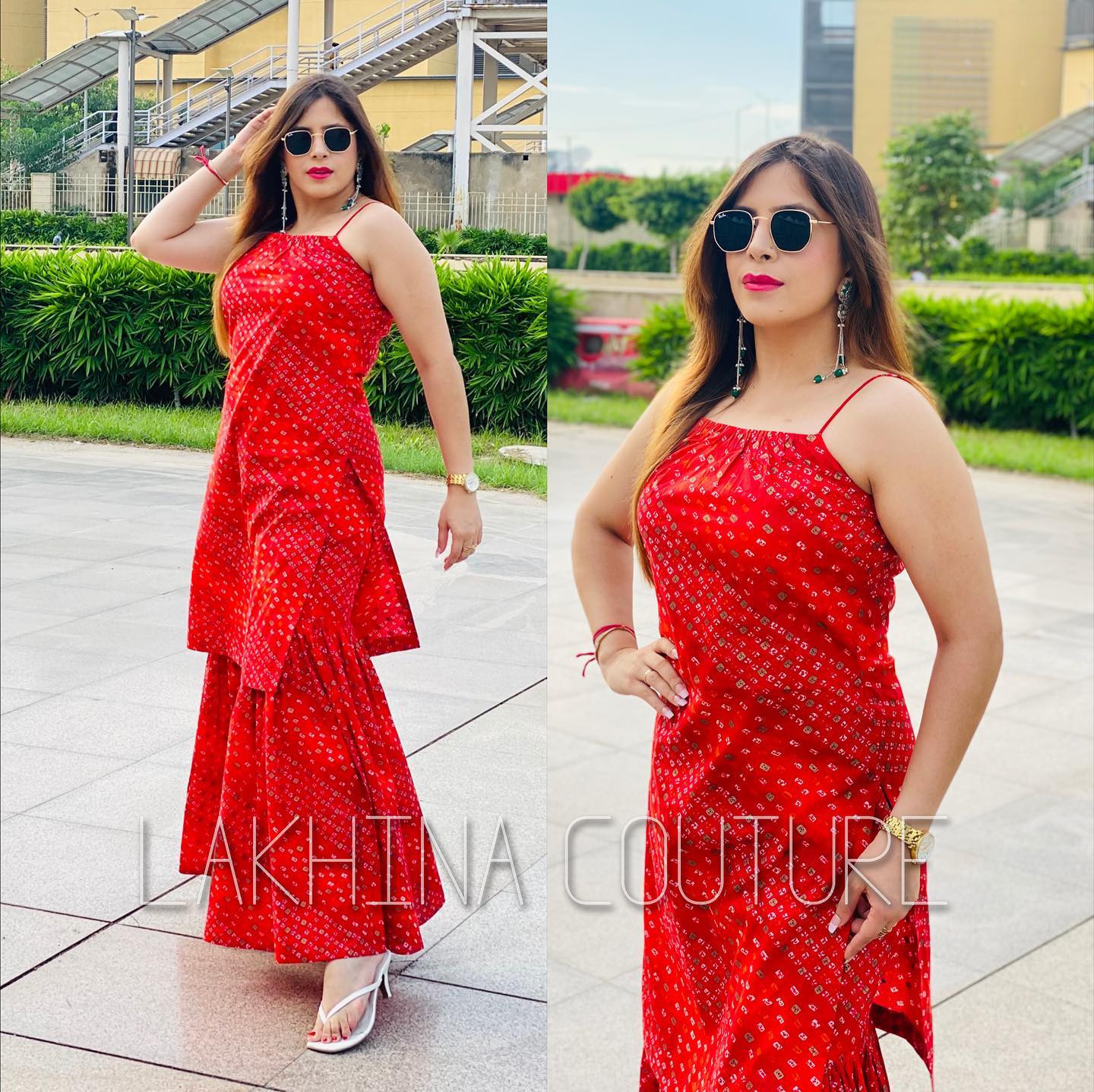 Red Bandhini Suit