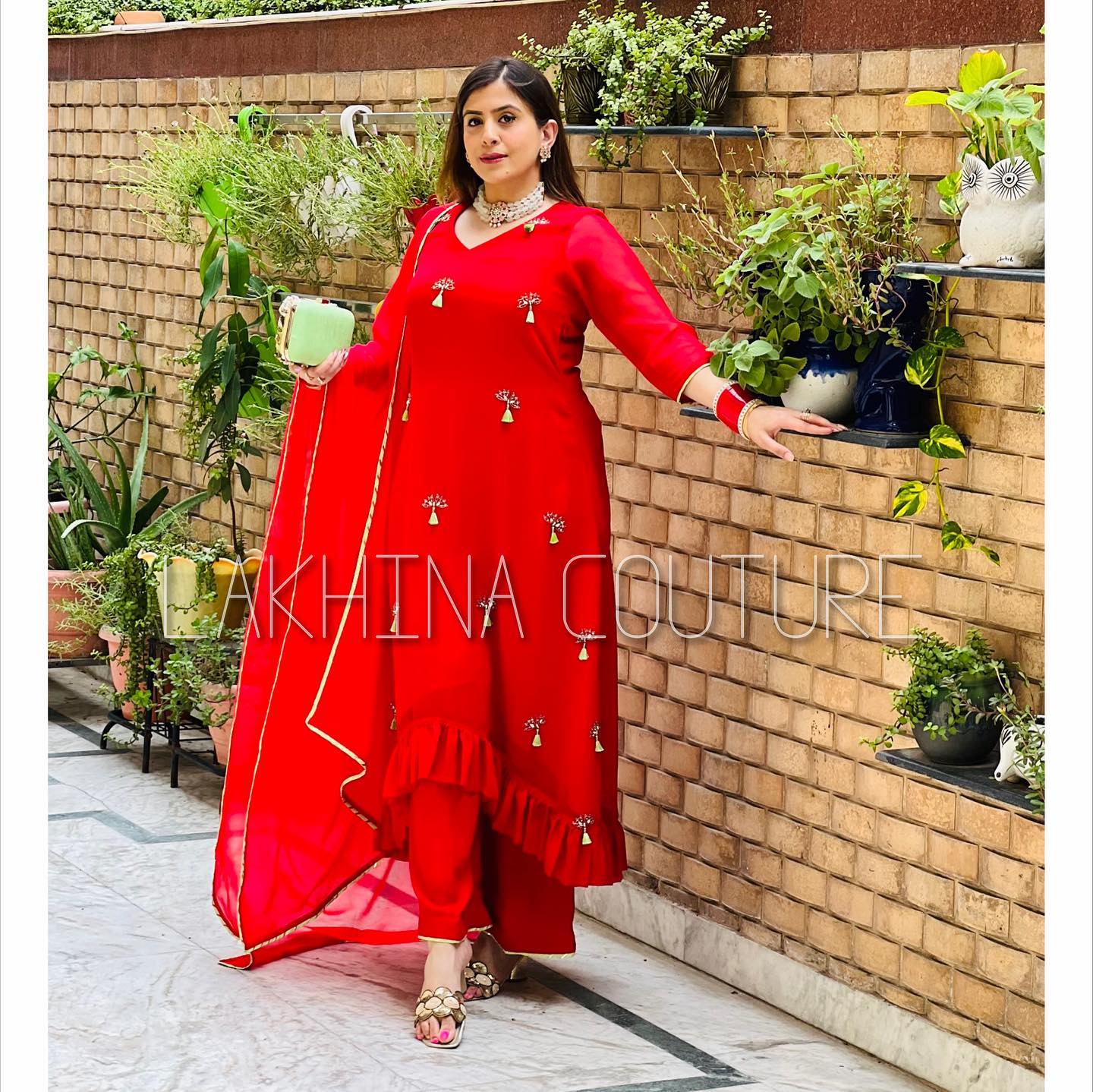 Red Hand Embroidered Suit
