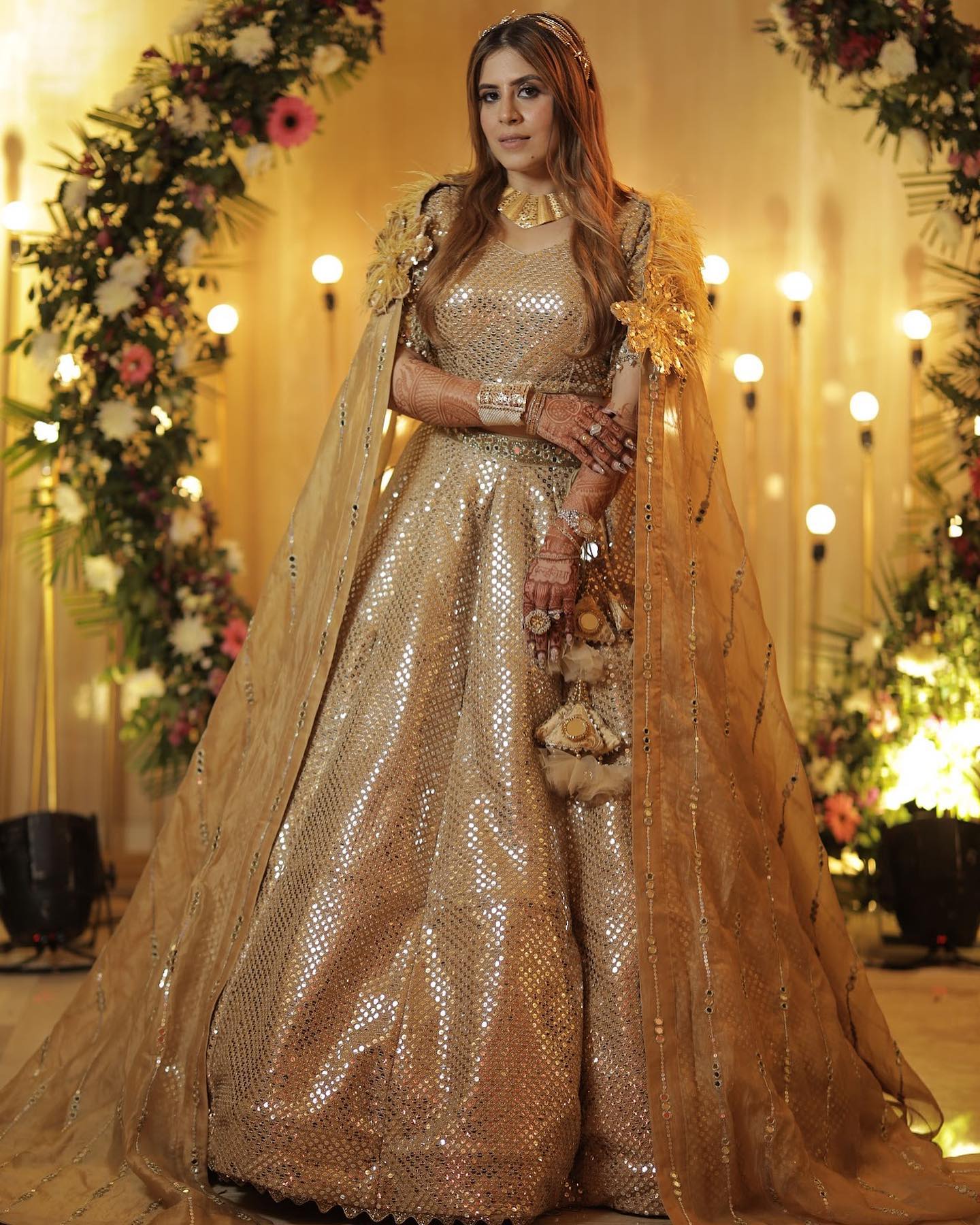 Golden Sequin Lehenga With Dupatta