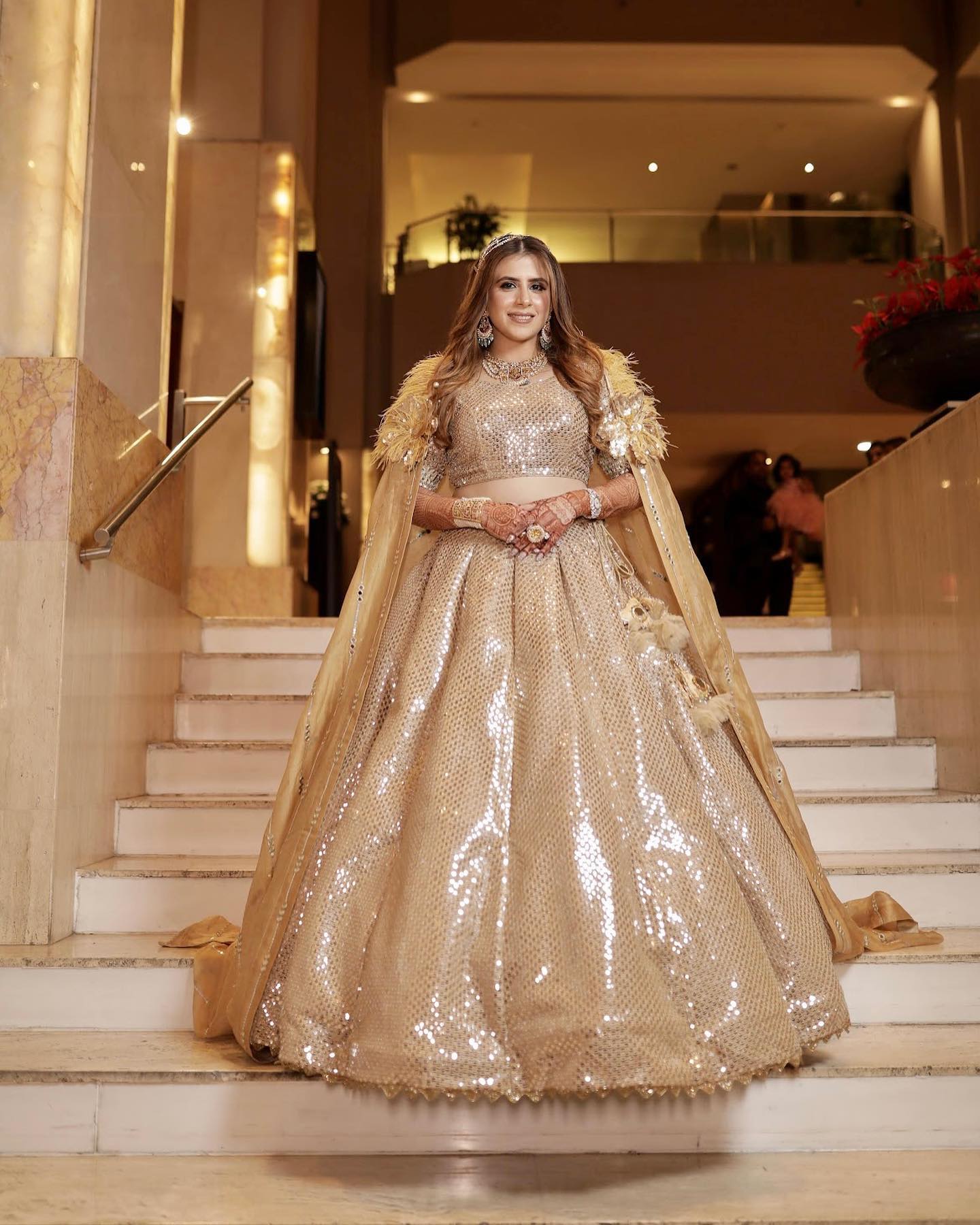 Golden Sequin Lehenga With Dupatta