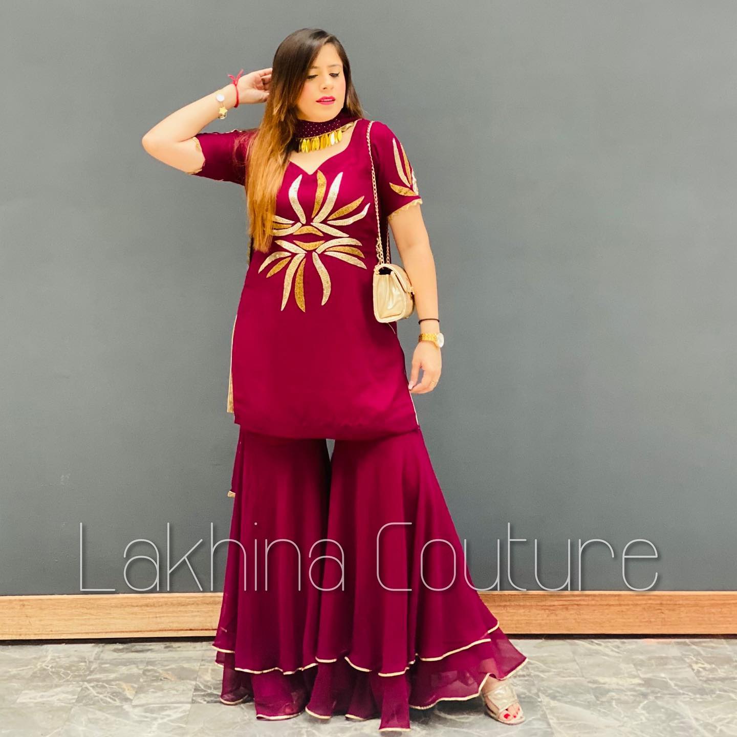 Wine Embroidered Suit