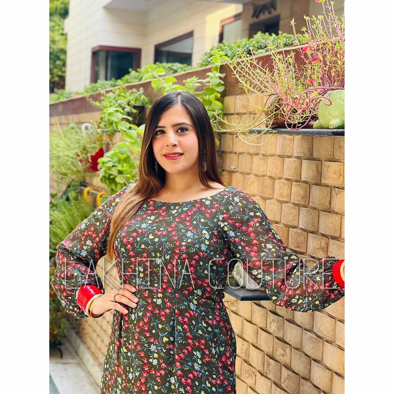 Olive Green Floral Maxi