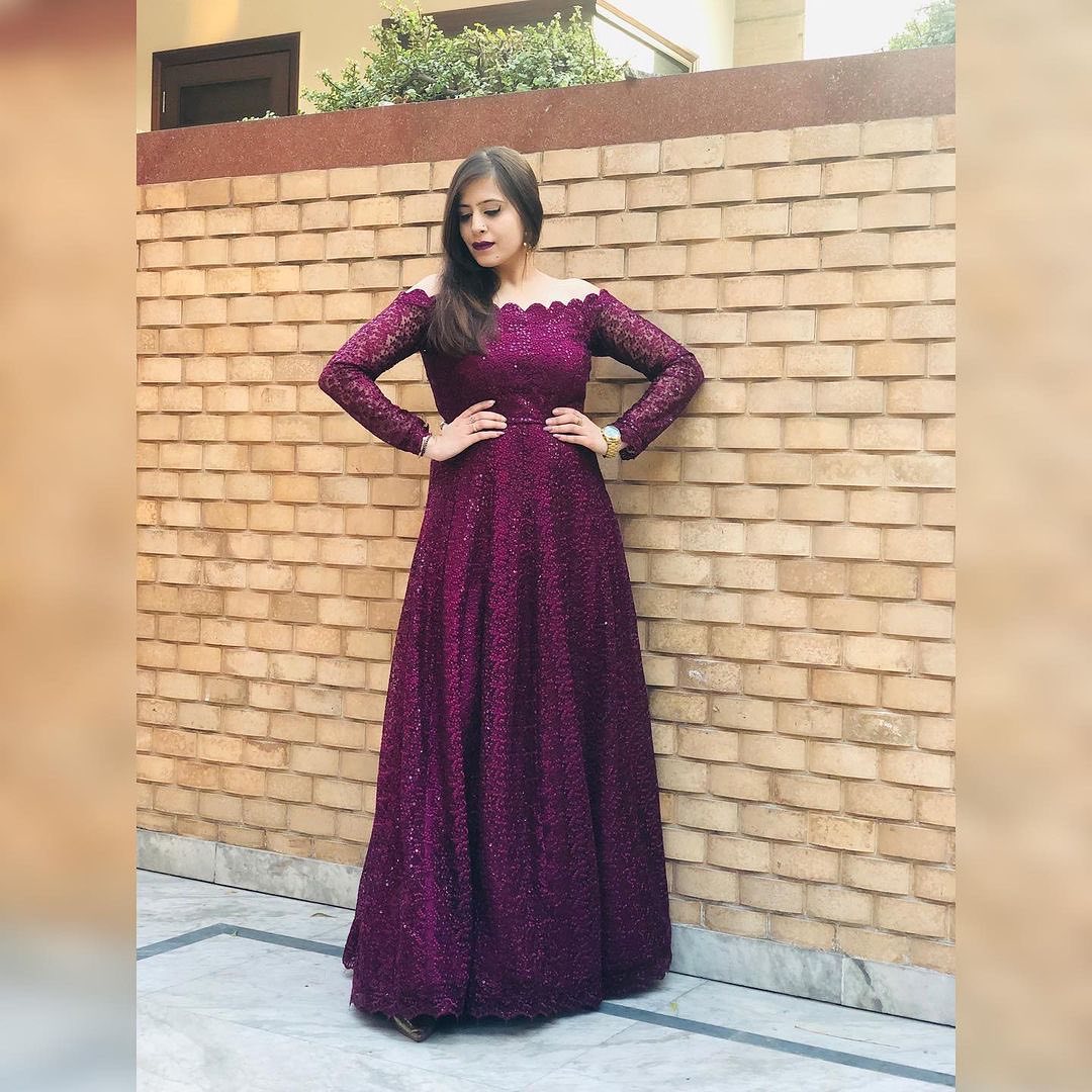 Wine Phulkari Gown