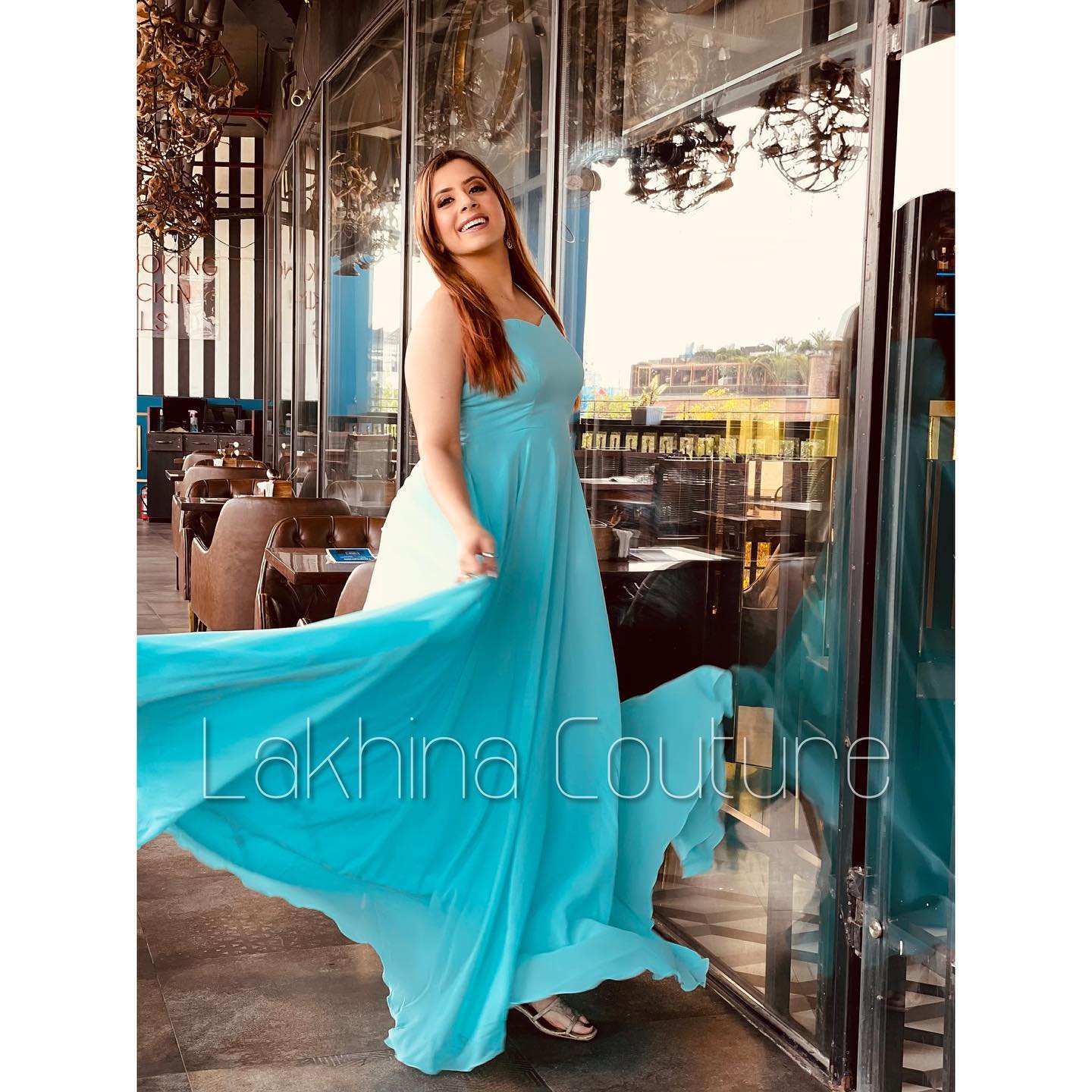 Sky Blue Flared Gown